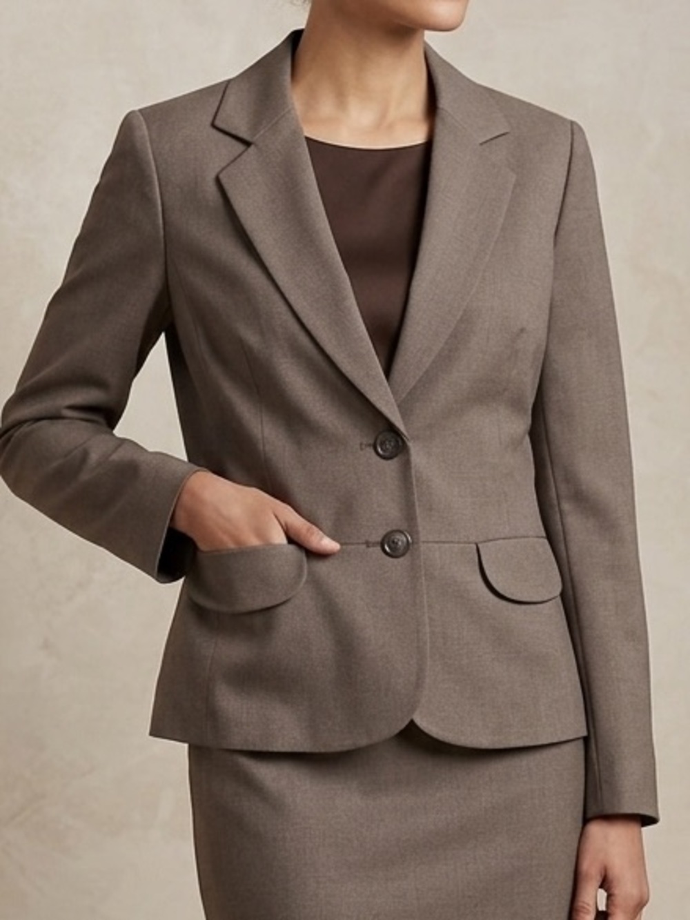 Le Suit Blazer Jacket Lined Brown Size 12